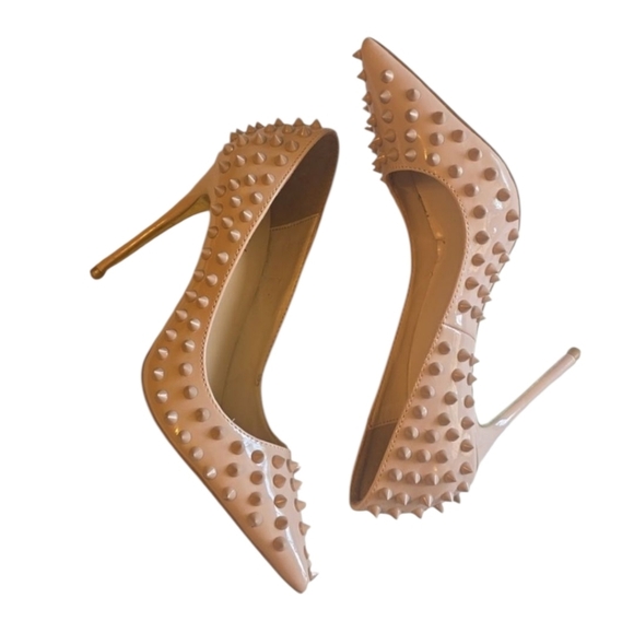 Jiu Du Studded Nude High Heels - Picture 1 of 13
